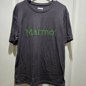 Marmot Men's Dark Gray Tee with Green Logo